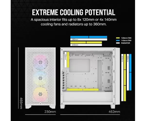 מארז Corsair 3000D RGB AIRFLOW Mid Tower CASE White תמונה 2