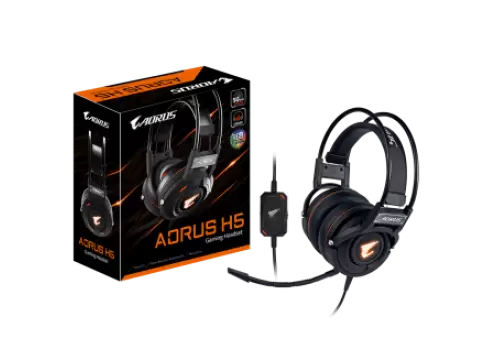 אוזניות גיימינג אלחוטיות  Gigabyte AORUS H5 Gaming Headset Black שחור