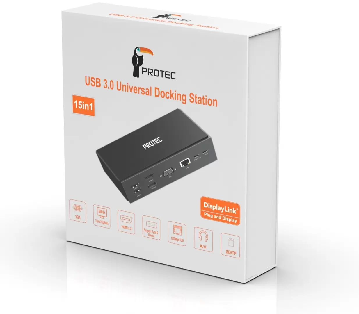 תחנת עגינה PROTEC USB/USB-C DUAL DISPLAY Docking Station תמונה 2