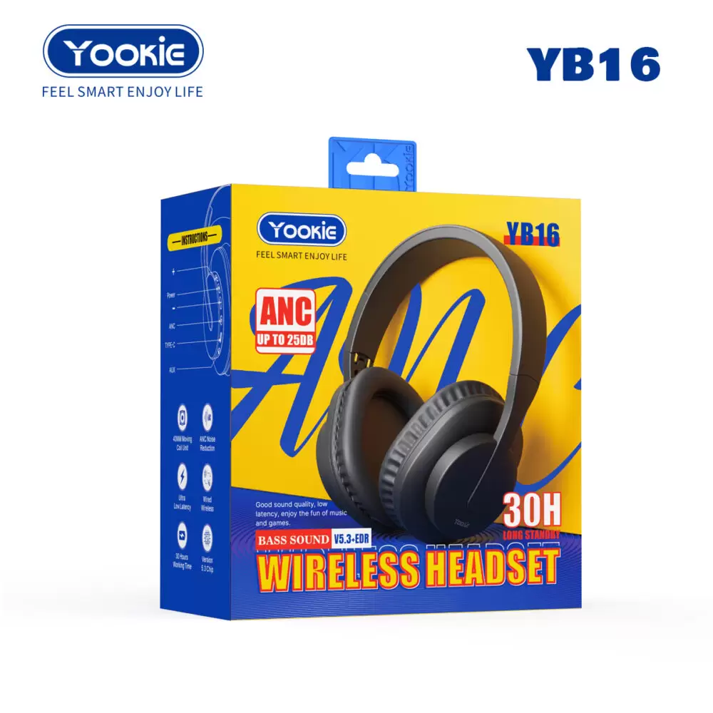 אוזניות קשת אלחוטיות YOOKIE YB16 ANC שחור תמונה 2