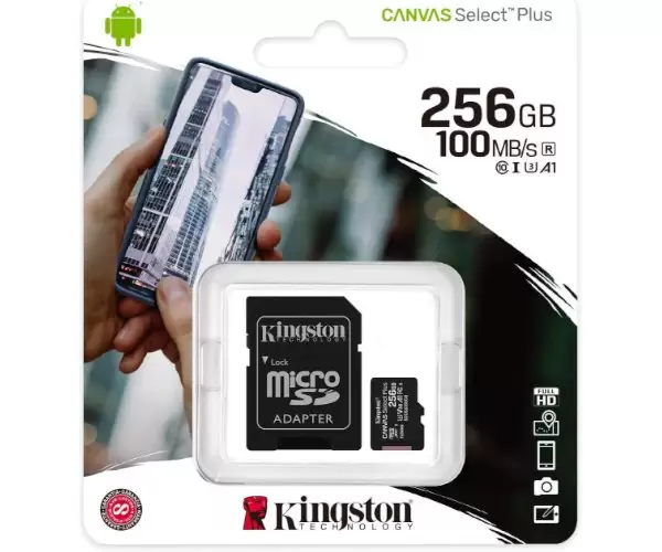 כרטיס זכרון Kingston 256GB MicroSDXC Canvas Select Plus Class 10