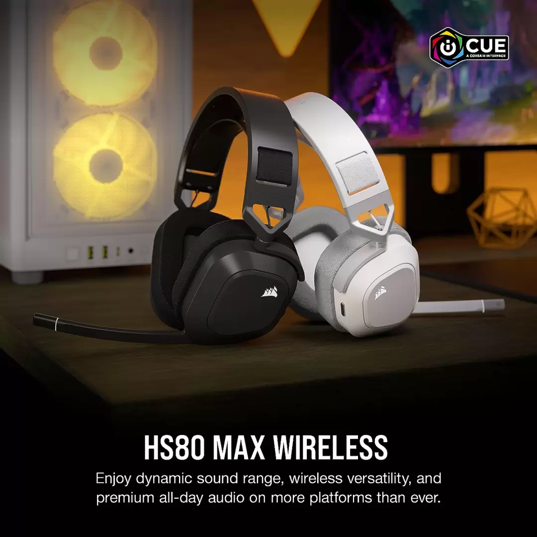 אוזניות אלחוטיות לבן CORSAIR HS80 MAX RGB תמונה 2