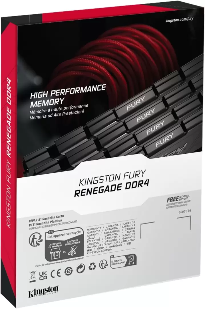 זכרון למחשב נייח 16GB 3600MT/s DDR4 CL16 DIMM 1Gx8 FURY Renegade Black תמונה 4