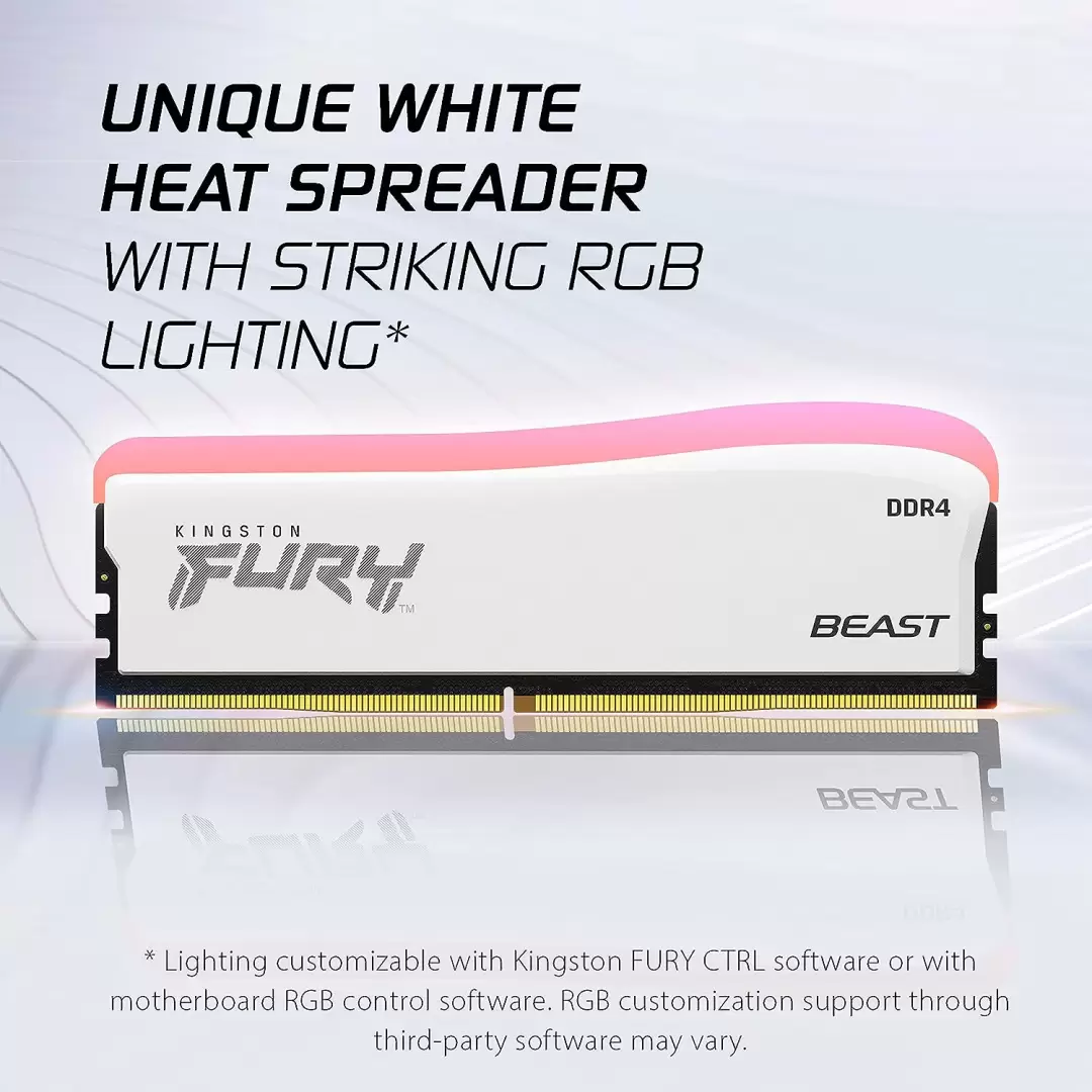 זכרון למחשב נייח 16GB 3600MT/s DDR4 CL17 DIMM (Kit2) FURY Beast White RGB SE תמונה 2