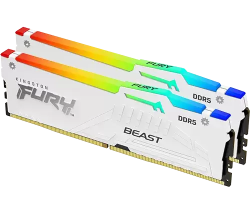 זיכרון לנייח 32GB 5200MT/s DDR5 CL40 DIMM (Kit of 2) FURY Beast White RGB XMP