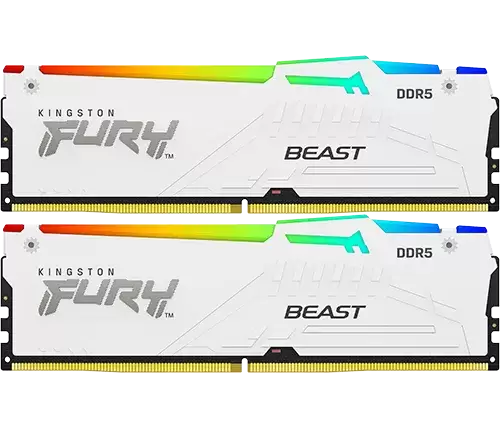 זיכרון לנייח 32GB 5200MT/s DDR5 CL40 DIMM (Kit of 2) FURY Beast White RGB XMP תמונה 2