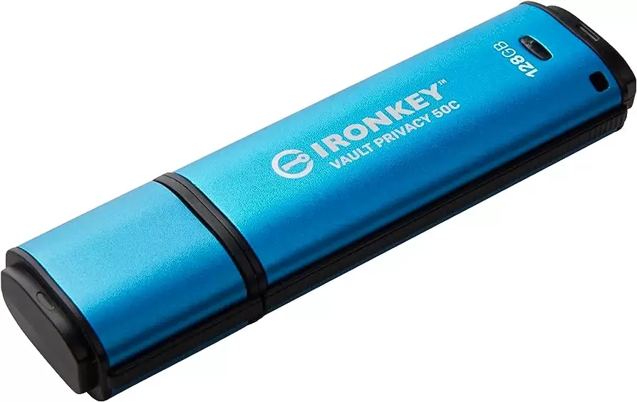 דיסק אונקי - חומרה מוצפנת 128GB USB-C IronKey Vault Privacy 50C AES-256 Encrypted, FI