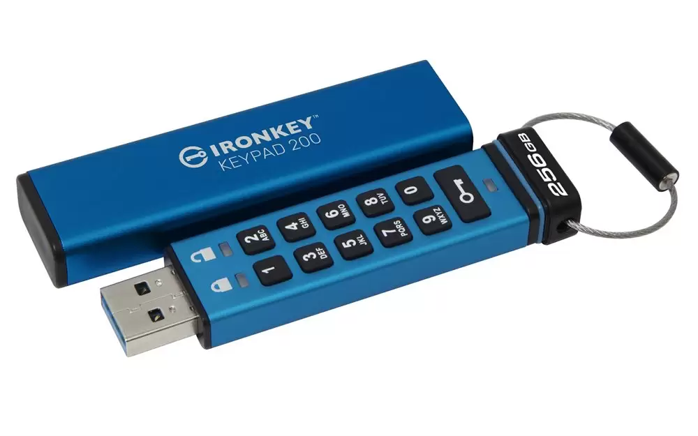 דיסק אונקי - חומרה מוצפנת 256GB IronKey Keypad 200, FIPS 140-3 Lvl 3 AES-25 Encrypted