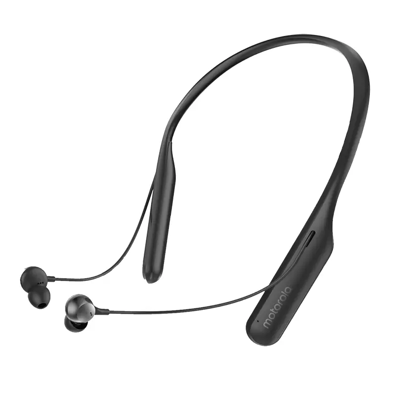 אוזניות Bluetooth אוזניות סטריאו לצוואר בצבע שחור אפור תומך עזרה קולית תמונה 2