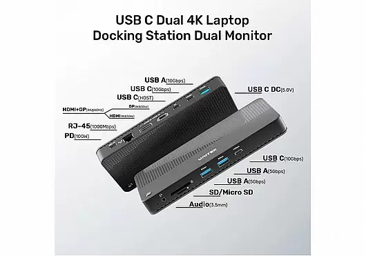 תחנת עגינה UNITEK D1079A USB4 8K Multi-Port Hub תמונה 3