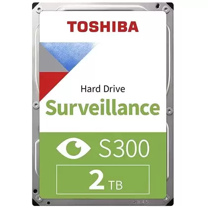 דיסק פנימי TOSHIBA S300 2TB Surveillance (SMR)    designed and tested For Video Recorder    Hard disk video systems |2 TB 256 MB 5400 RPM"