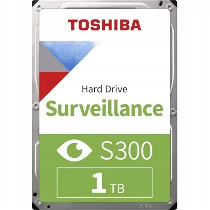 דיסק פנימי "TOSHIBA S300 1TB Surveillance (CMR)    designed and tested For Video Recorder    Hard disk video systems |1 TB 256 MB 5400 RPM"