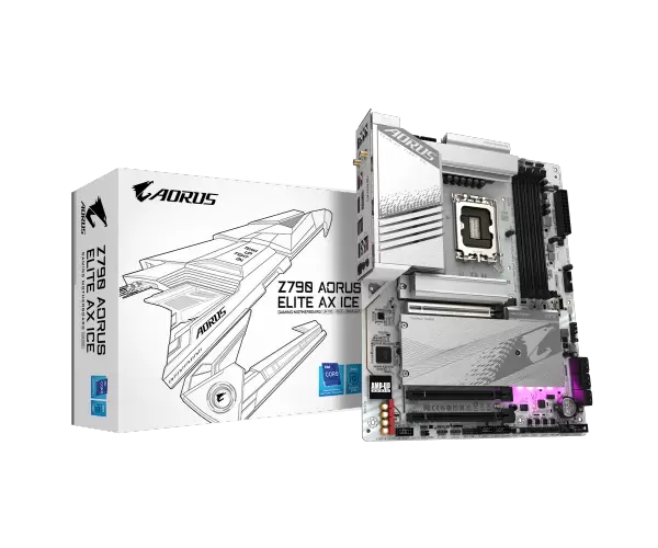 לוח אם Gigabyte Z790 AORUS ELITE AX ICE ATX DDR5 WIFI BT WHITE