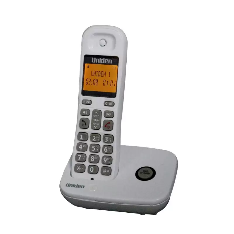 טלפון אלחוטי עם צג שיחה מזוהה ודיבורית - לבן