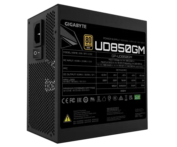 ספק כוח Gigabyte UD850GM 850W 80 plus Gold Full Modular תמונה 3