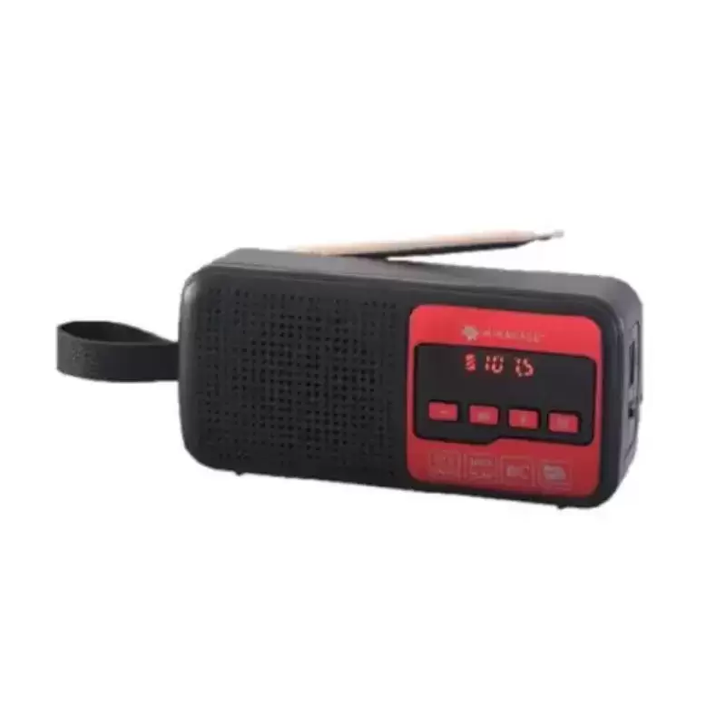 רדיו FM דיגיטלי עם BT וטעינה סולארית שחור - אדום