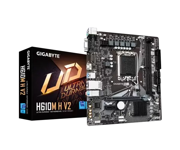 לוח לאינטל דור 12-14 Gigabyte H610M H V2 DDR5 VGA HDMI