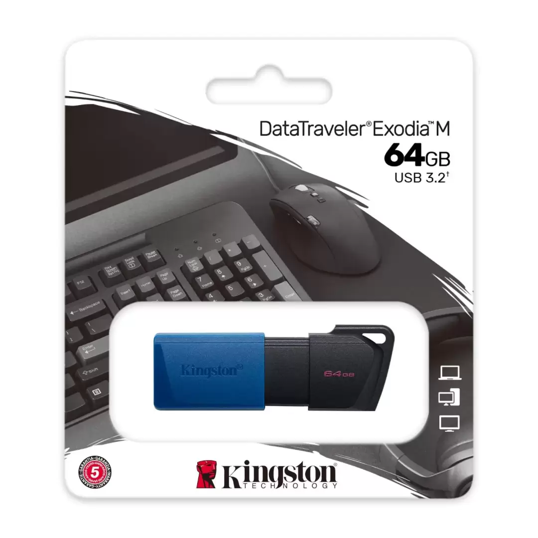 זכרון נייד Kingston DataTraveler Exodia M 64GB USB3.2 צבע כחול