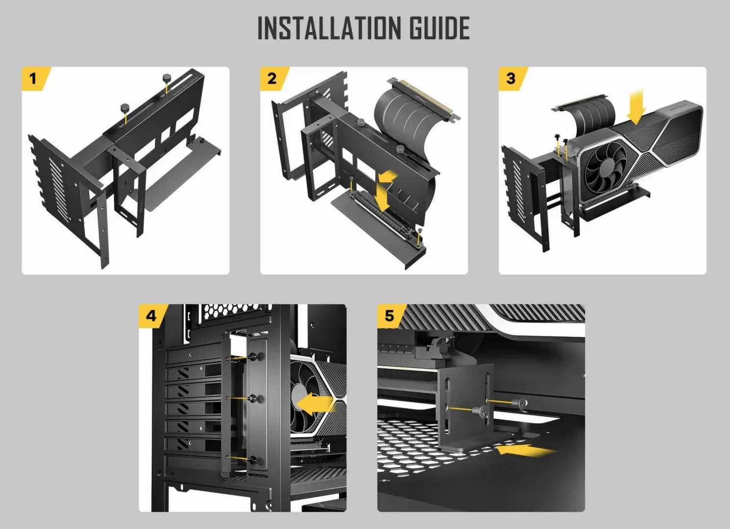 תומך לכרטיס מסך Antec Vertical GPU bracket with PCI-E 4.0 riser cable תמונה 4