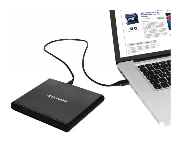 צורב DVD נייד חיצוני שחור Verbatim External Slimline תמונה 3