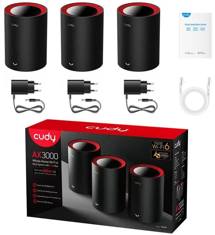 Cudy AX3000 2.5G Whole Home Mesh Wi-Fi 6 System M3000 (3 pack) תמונה 2