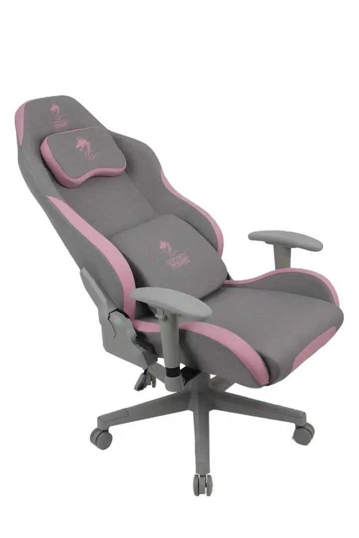 כיסא גיימינג Dragon Gaming Chair Cyber Fabric בד אפור-ורוד תמונה 5