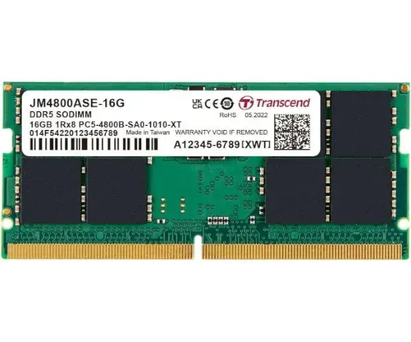 זכרון לנייד Transcend DDR5 16GB SO-DIMM 4800MHZ C40 1.1V