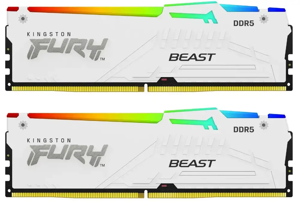 זכרון מחשב FURY Beast White RGB EX 32GB 5600MT/s DDR5 CL36 (2Kit) לבן תמונה 3
