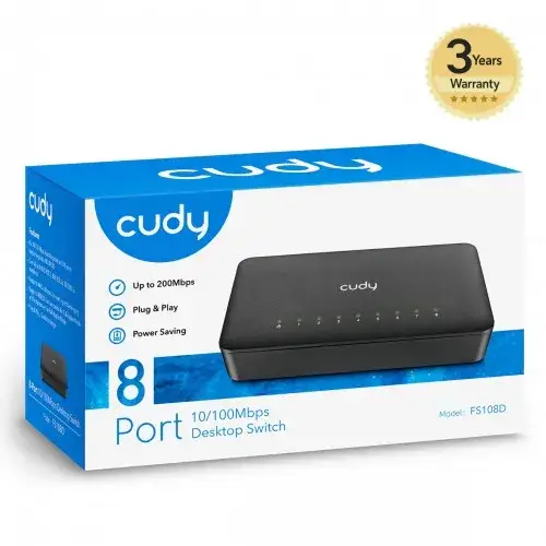 רכזת רשת / ממתג  CUDY 8 PORT SWITCH FS108D 10/100Mbps תמונה 4