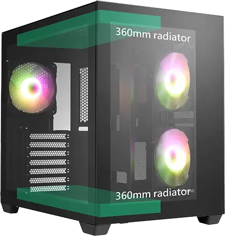 מארז FSP CMT380B GAMINGPC CASE ATX MID TOWER - BLACK שחור תמונה 3