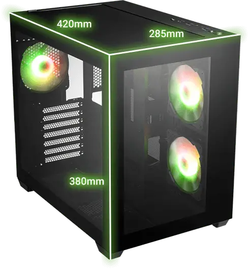 מארז FSP CMT380B GAMINGPC CASE ATX MID TOWER - BLACK שחור תמונה 4
