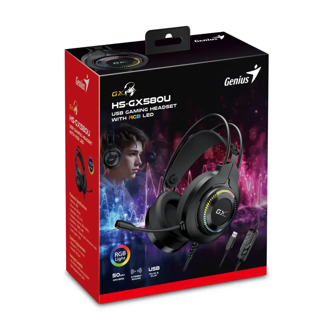 אוזניות גיימינג חוטיות GENIUS GAMING HEADSET HS-GX580U תמונה 4