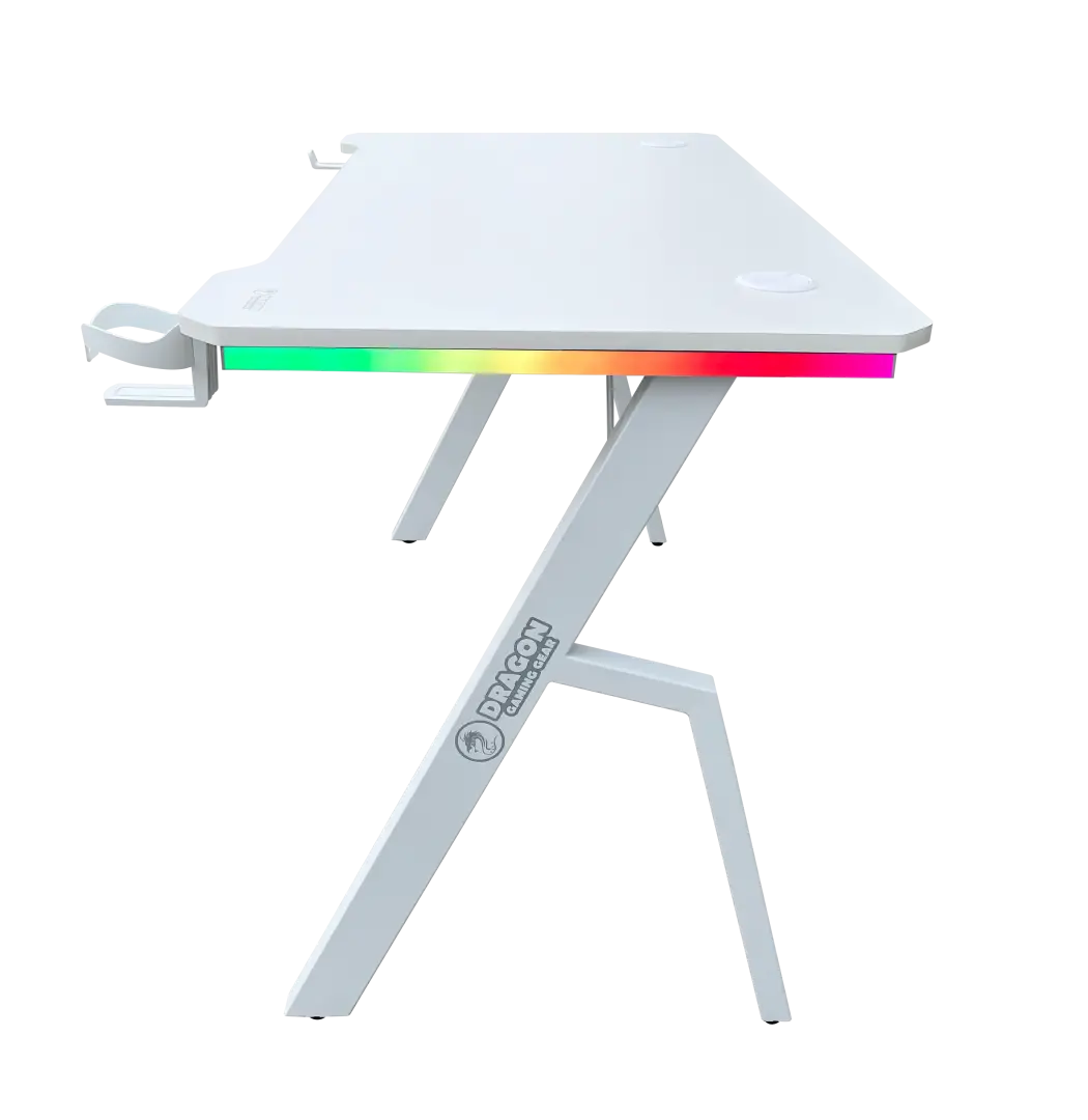 שולחן גיימינג תאורת DRAGON R 120cm RGB לבן תמונה 2
