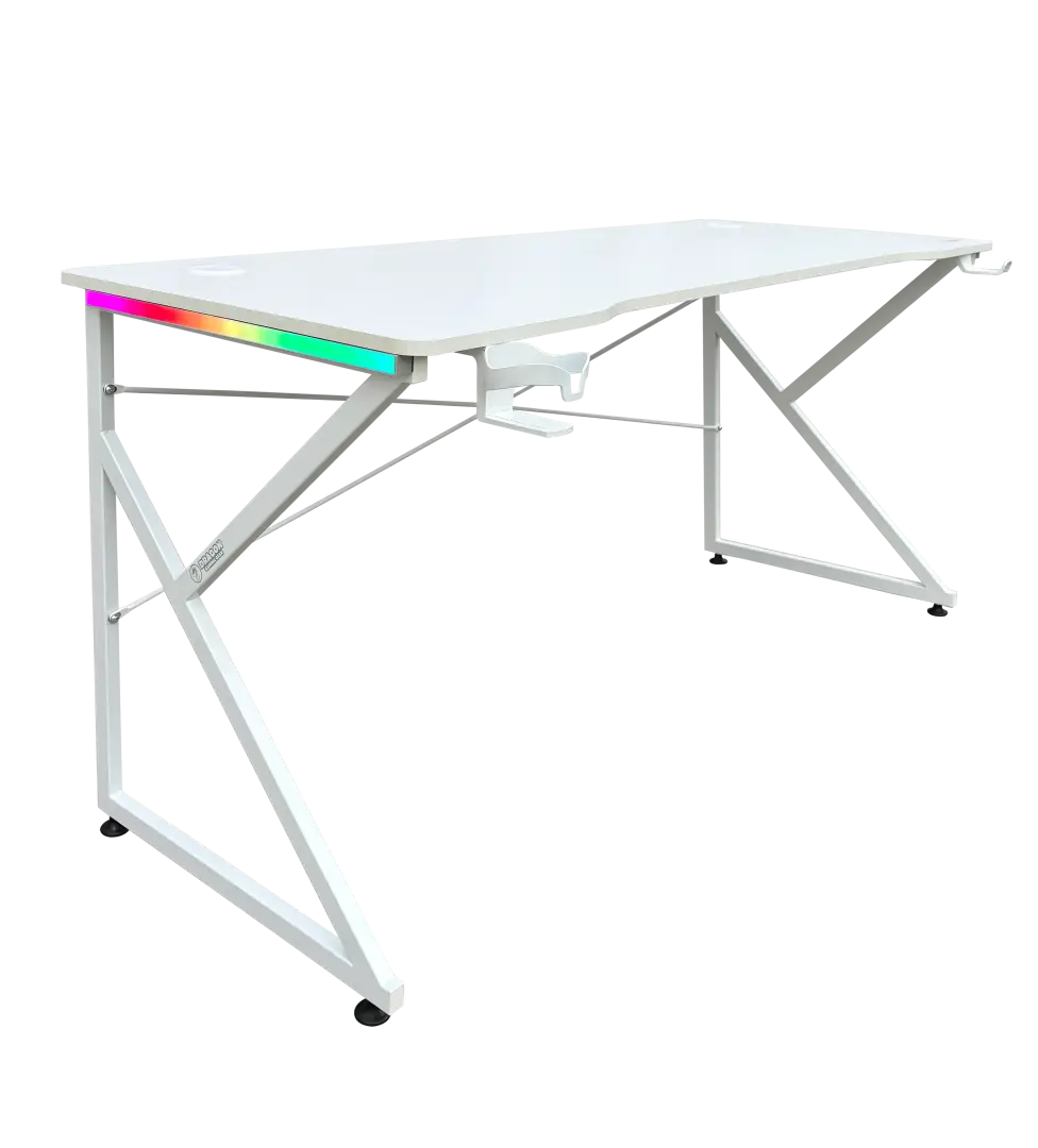 שולחן גיימינג תאורת DRAGON K 150cm RGB לבן תמונה 2