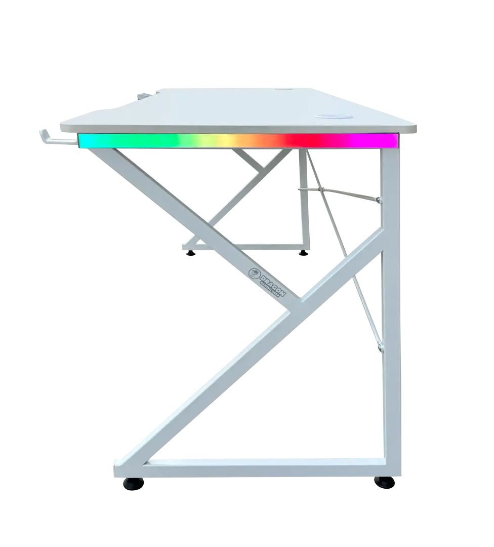 שולחן גיימינג תאורת DRAGON K 150cm RGB לבן תמונה 3