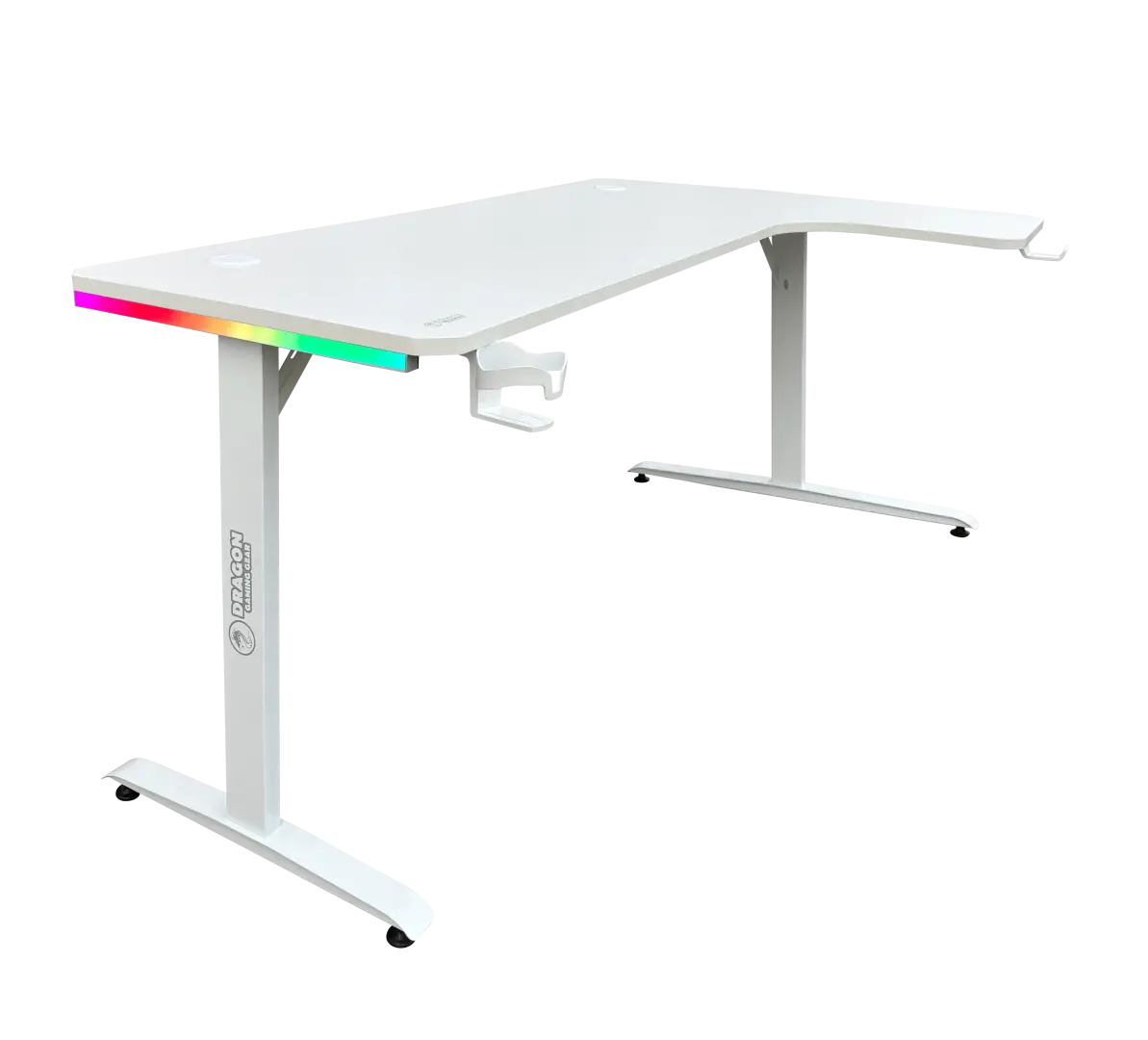 שולחן גיימינג פינתי (ימין) תאורת DRAGON 160*100cm RGB לבן תמונה 2