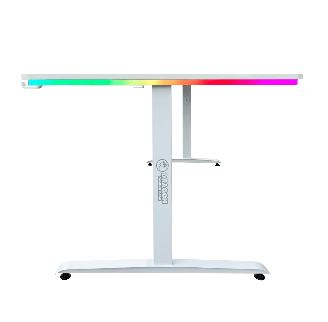 שולחן גיימינג פינתי (ימין) תאורת DRAGON 160*100cm RGB לבן תמונה 3