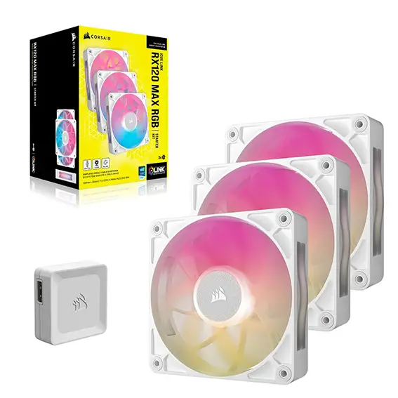 מאווררים (קיט 3) CORSAIR RX120 MAX ICUE RGB לבן תמונה 3
