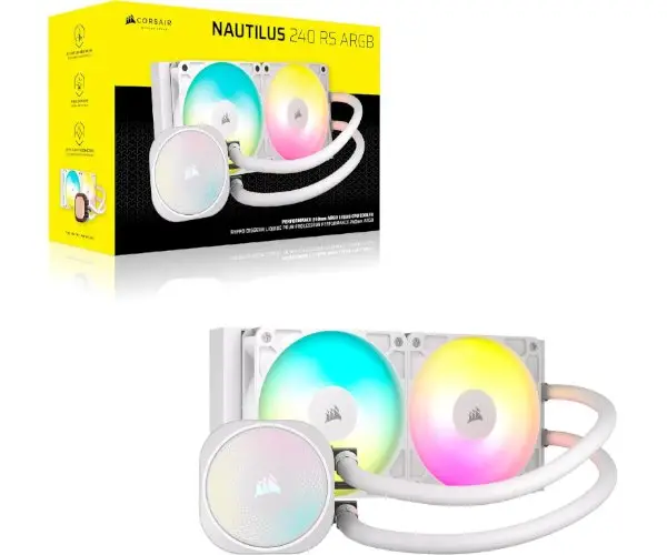 קירור נוזלי Corsair iCUE NAUTILUS 240 RS RGB White 240mm AIO לבן תמונה 2