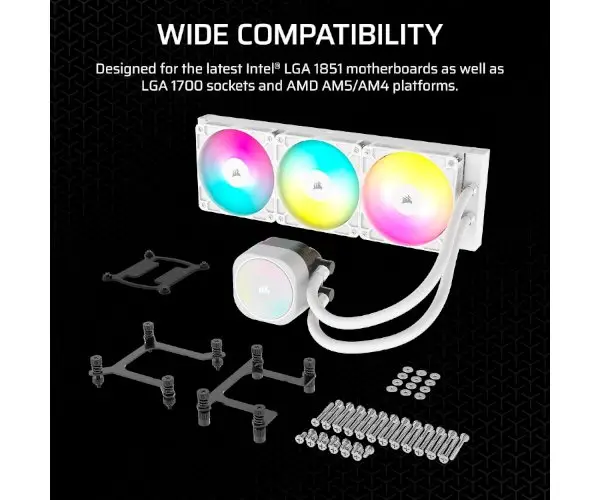 קירור נוזלי Corsair iCUE NAUTILUS 360 RS White 360mm AIO לבן תמונה 4