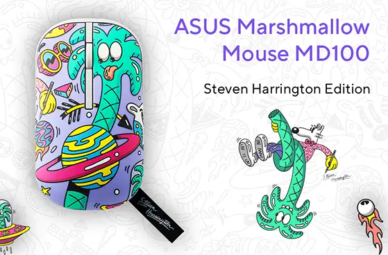 עכבר אלחוטי ASUS MARSHMALLOW MD100 2.4GHz Fun Palm Tree Caricature מהדורת אומן תמונה 4