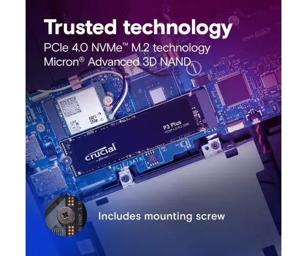 דיסק פנימי Crucial P3 Plus 1TB NVME Gen4 3D Nand 2280 תמונה 2