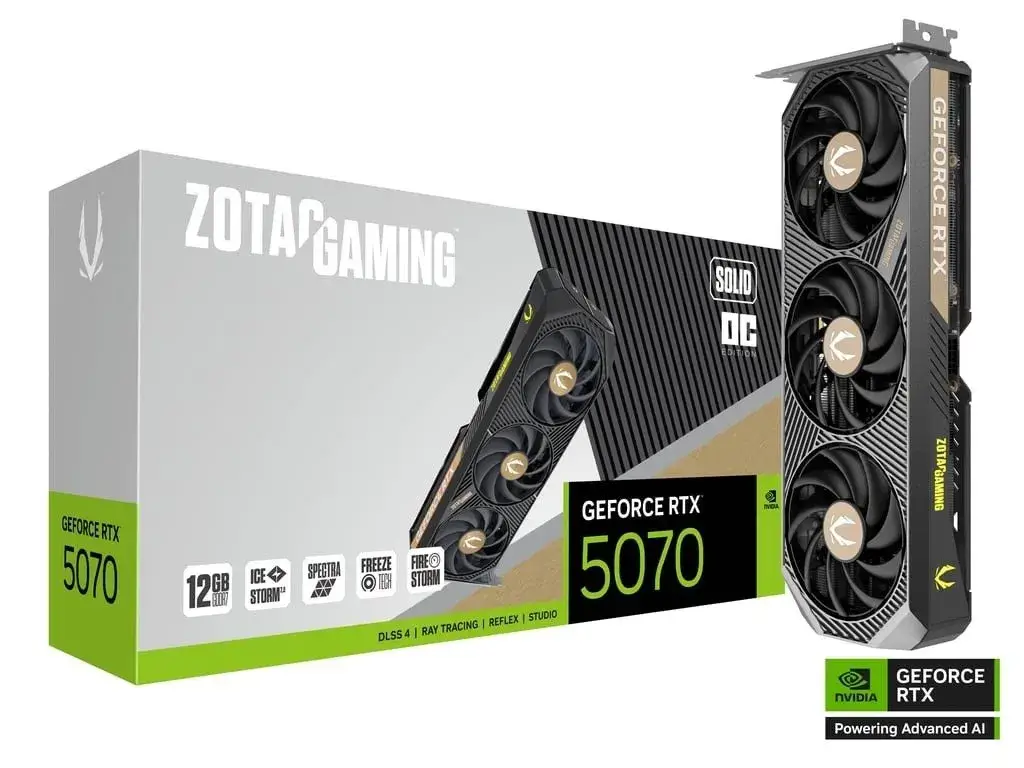 כרטיס מסך Zotac GeForce RTX 5070 Solid 12GB GDDR7 תמונה 2