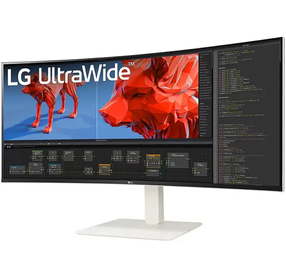 מסך מחשב קעור מתכוונן + רמקולים LG Nano IPS WQHD ''38 144Hz לבן