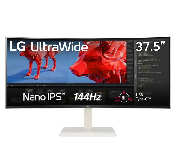 מסך מחשב קעור מתכוונן + רמקולים LG Nano IPS WQHD ''38 144Hz לבן תמונה 3