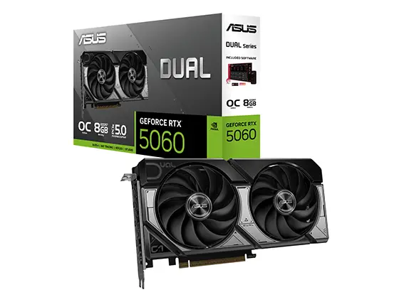 כרטיס מסך ASUS GeForce RTX 5060 DUAL OC 8GB GDDR7 Grafikkort