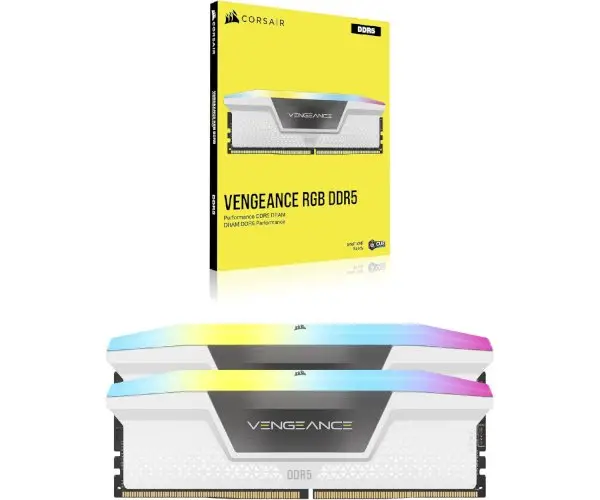 ז. לנייח CORSAIR VENGEANCE 32GB 2x16GB DDR5 6400MHz C36 RGB EXPO לבן תמונה 2