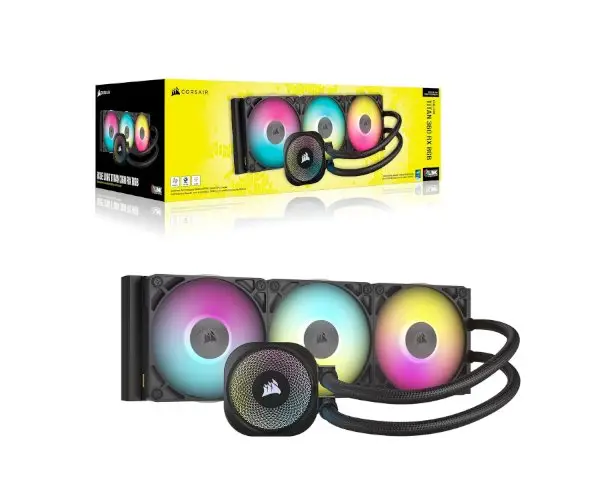 קירור נוזלי Corsair iCUE TITAN 360 RX RGB Black 360mm AIO שחור תמונה 2