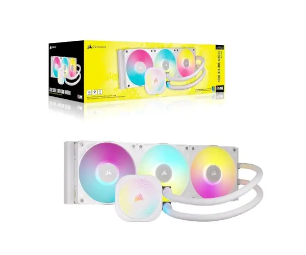 קירור נוזלי Corsair iCUE TITAN 360 RX RGB White 360mm AIO לבן תמונה 2