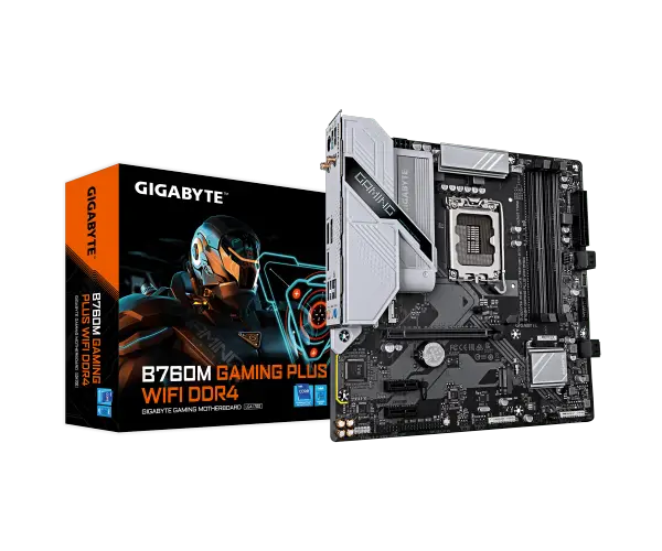 לוח אם GIGABYTE B760M GAMING PLUS WIFI DDR4 mATX LGA 1700 1GbE